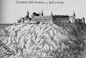 Stift Göttweig, Kupferstich von Georg Matthäus Vischer, aus: Topographia Archiducatus Austriae Inferioris Modernae, 1672